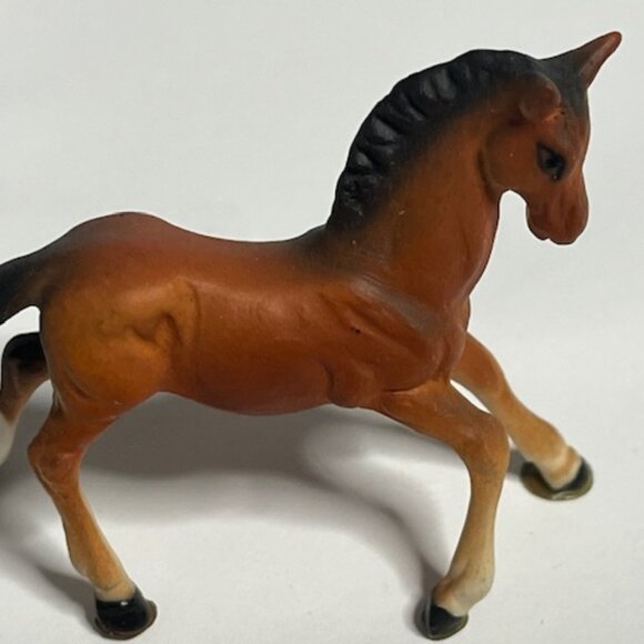 VTG Miniature Mama Horse & Colt Porcelain Figurines Brown Black - Picture 8 of 13